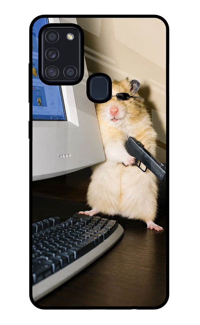 Hacker Hamster Samsung A21s Glass Case