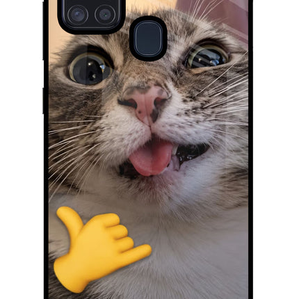 Silly Cat Call Samsung A21s Glass Case
