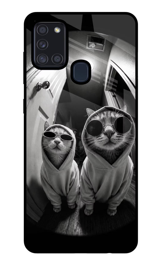 Hood Cats Samsung A21s Glass Case