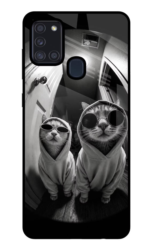 Hood Cats Samsung A21s Glass Case