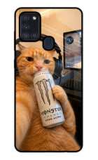 Gamer Cat Energy Samsung A21s Glass Case