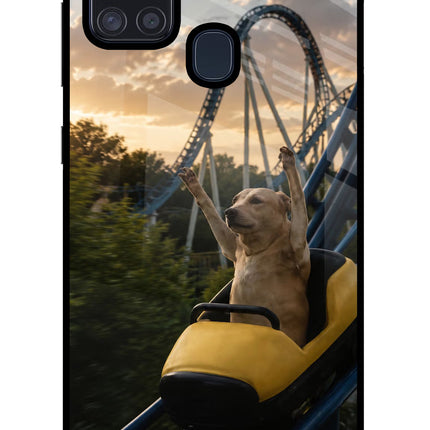 Rollercoaster Dog Samsung A21s Glass Case