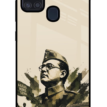 Netaji Rising Samsung A21s Glass Case