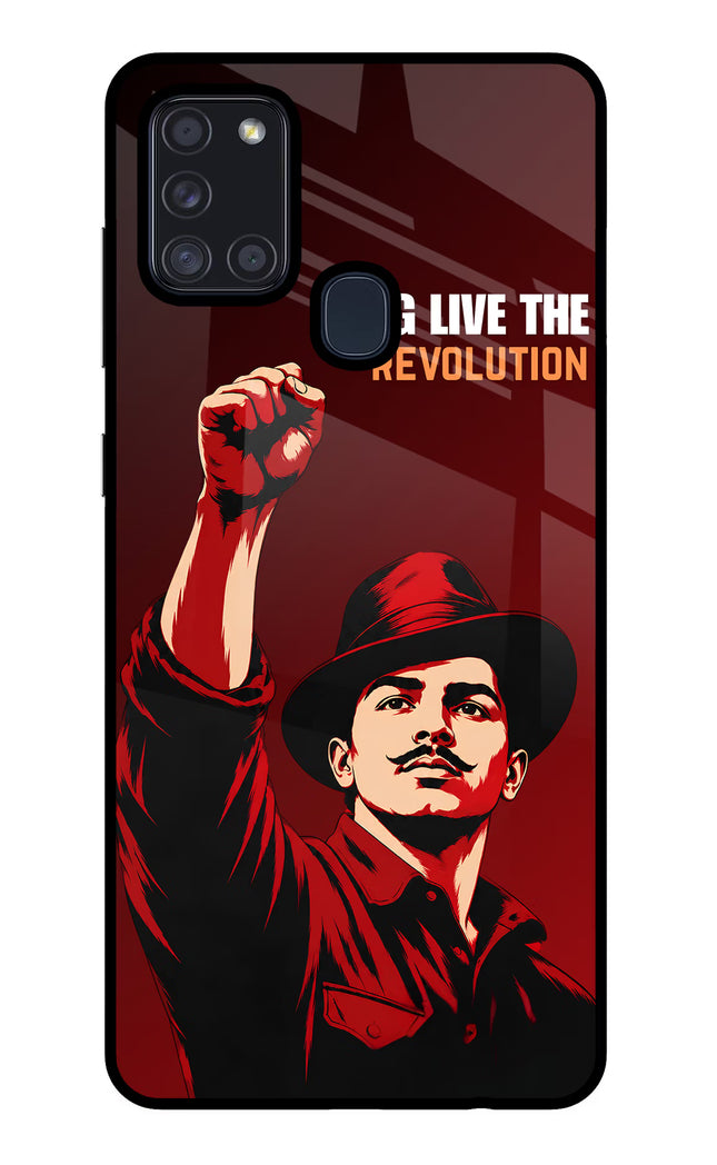 Bhagat Singh Revolution Samsung A21s Glass Case