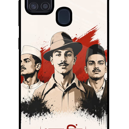 Bhagat Singh Trio Samsung A21s Glass Case