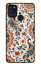 White Mayura Samsung A21s Glass Case