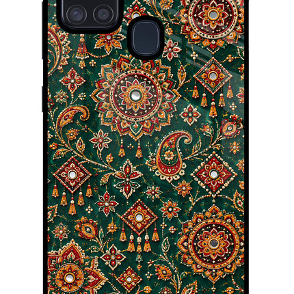 Green Pataka Samsung A21s Glass Case