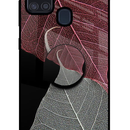 Leaf Pattern Samsung A21s Glass Case