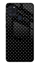 White Dots Samsung A21s Glass Case
