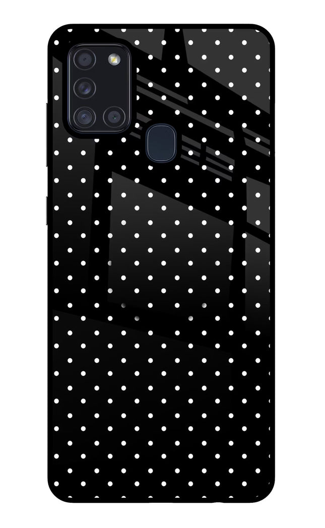 White Dots Samsung A21s Glass Case