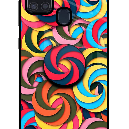 Spiral Pattern Samsung A21s Glass Case