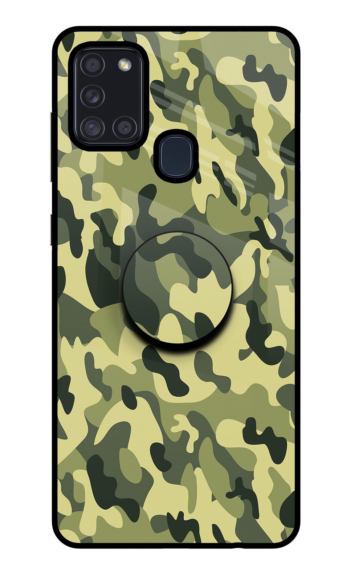Camouflage Samsung A21s Glass Case