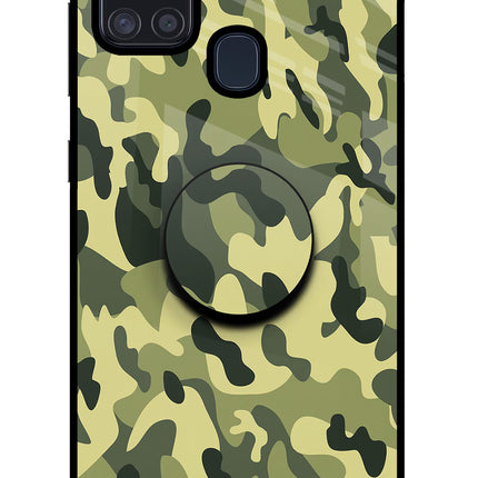 Camouflage Samsung A21s Glass Case