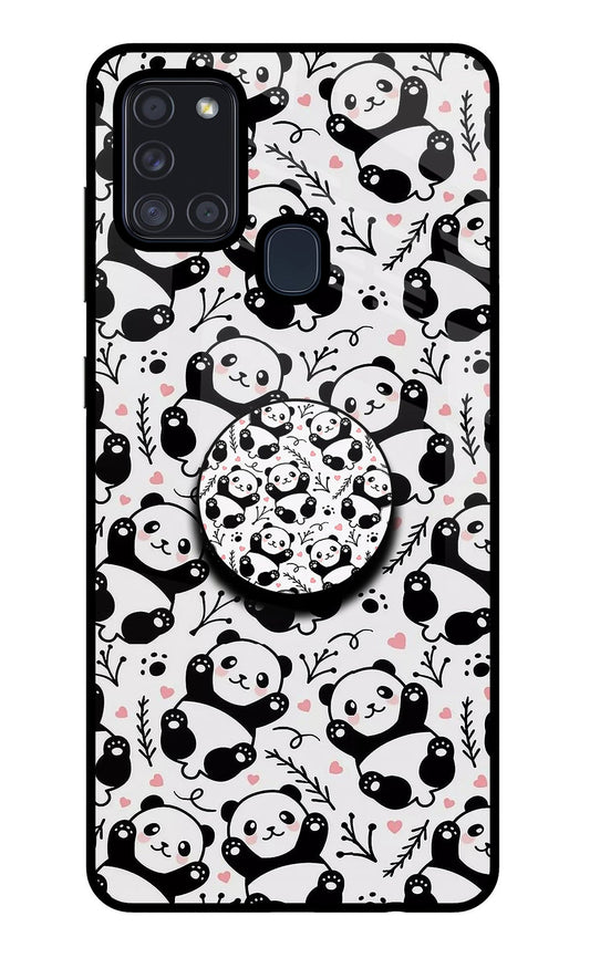 Cute Panda Samsung A21s Glass Case