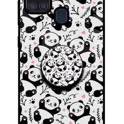 Cute Panda Samsung A21s Glass Case