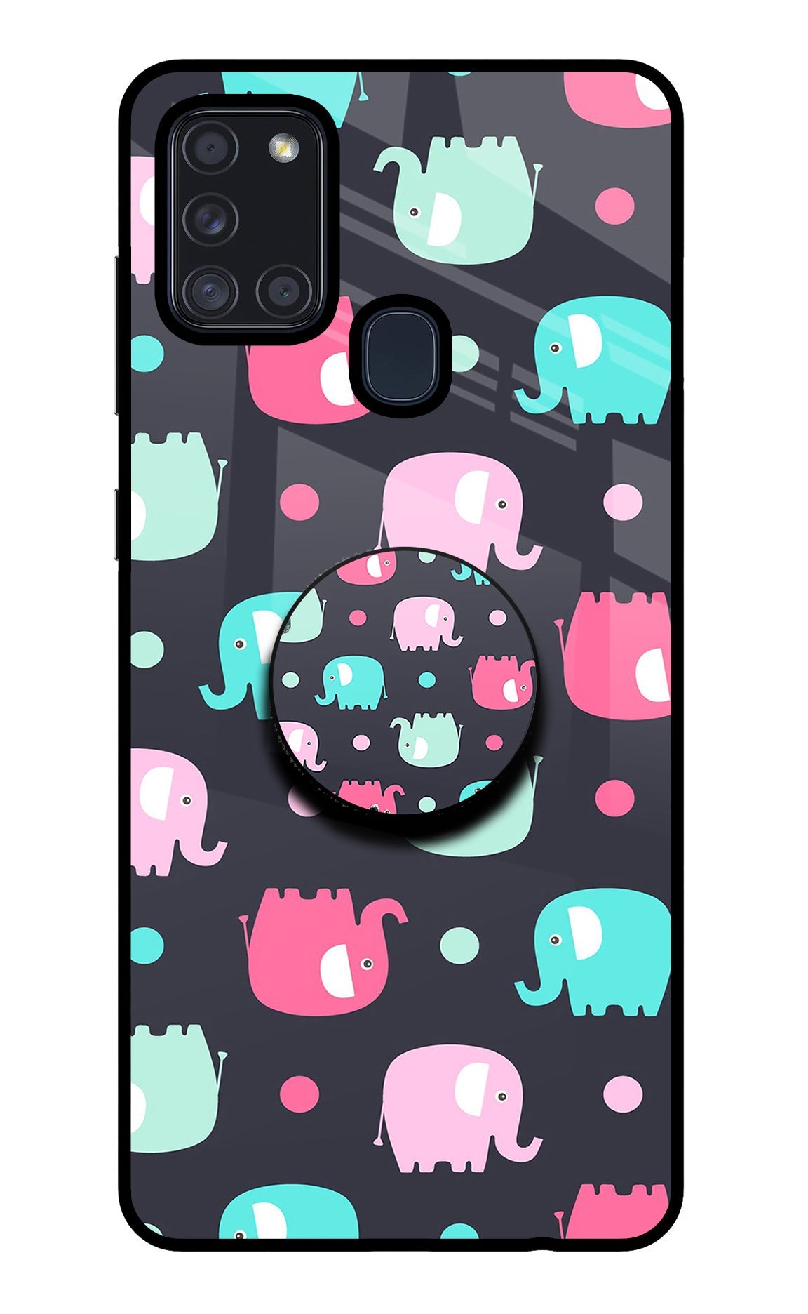 Baby Elephants Samsung A21s Glass Case