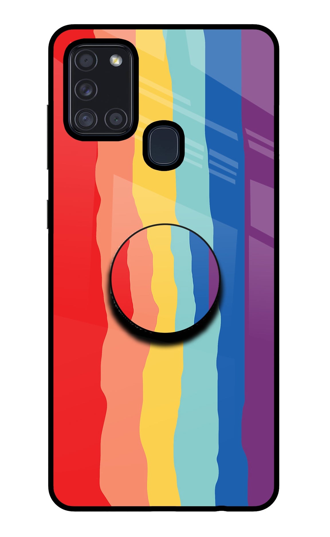 Rainbow Samsung A21s Glass Case