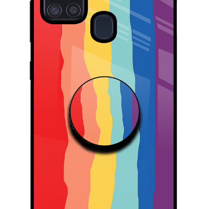 Rainbow Samsung A21s Glass Case
