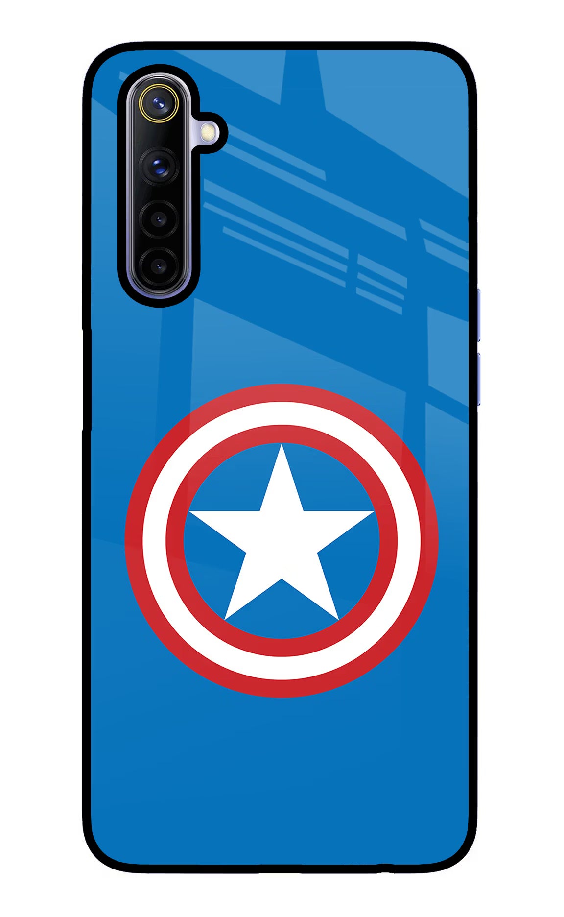 Captain America Logo Realme 6/6i Glass Case Back Cover by Casekaro