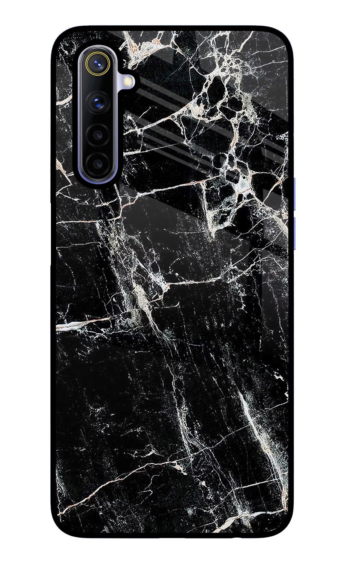 Black Marble Texture Realme 6/6i Glass Case Back Cover by Casekaro