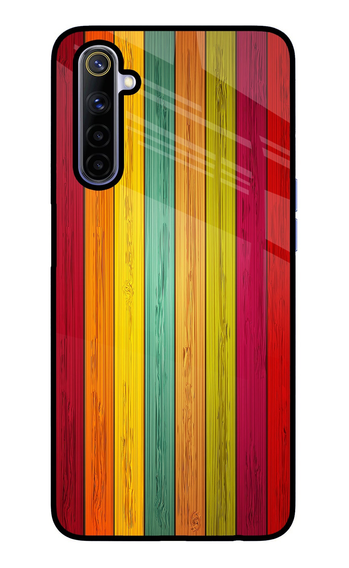 Multicolor Wooden Realme 6/6i Glass Case