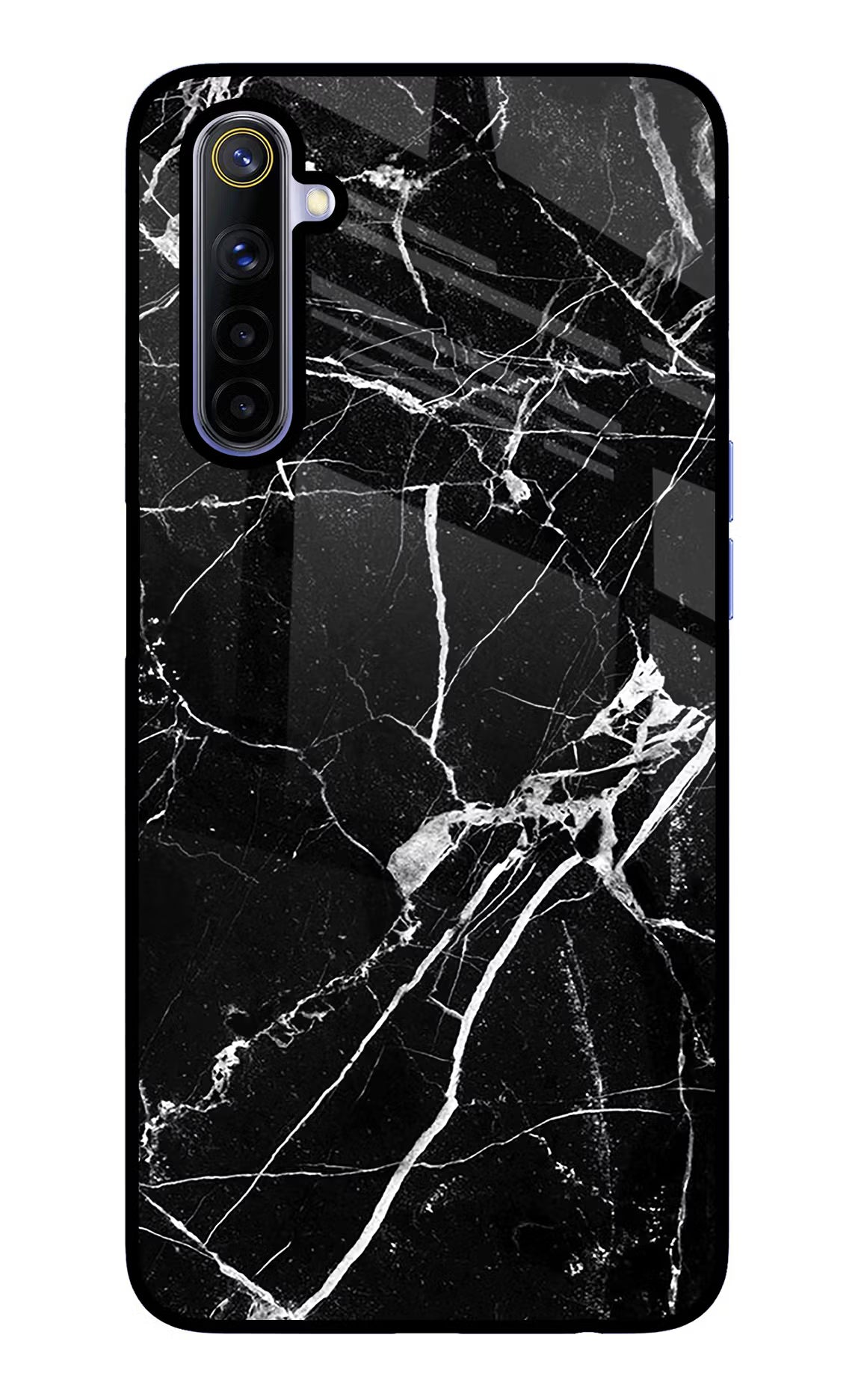Black Marble Pattern Realme 6/6i Glass Case Back Cover by Casekaro