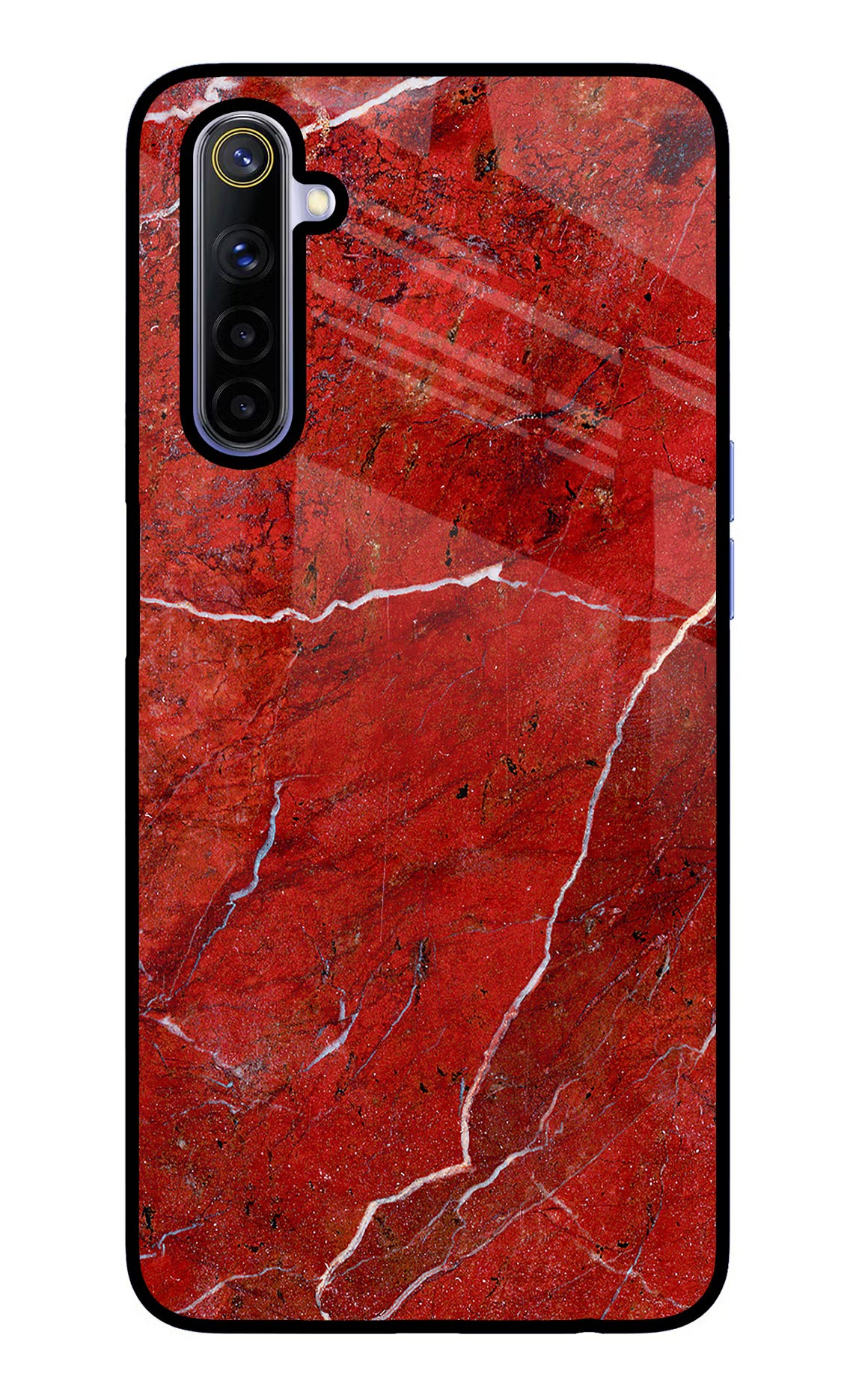 Red Marble Design Realme 6/6i Glass Case Back Cover by Casekaro