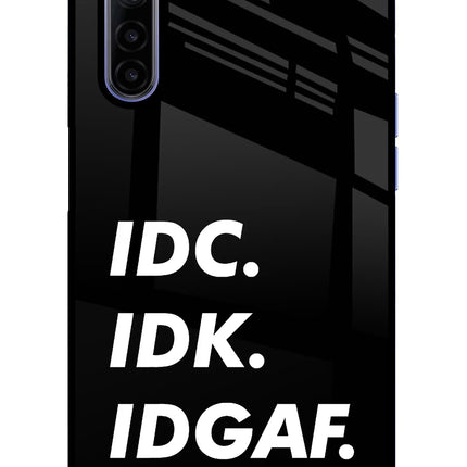 Idc Idk Idgaf Realme 6/6i Glass Case Back Cover by Casekaro