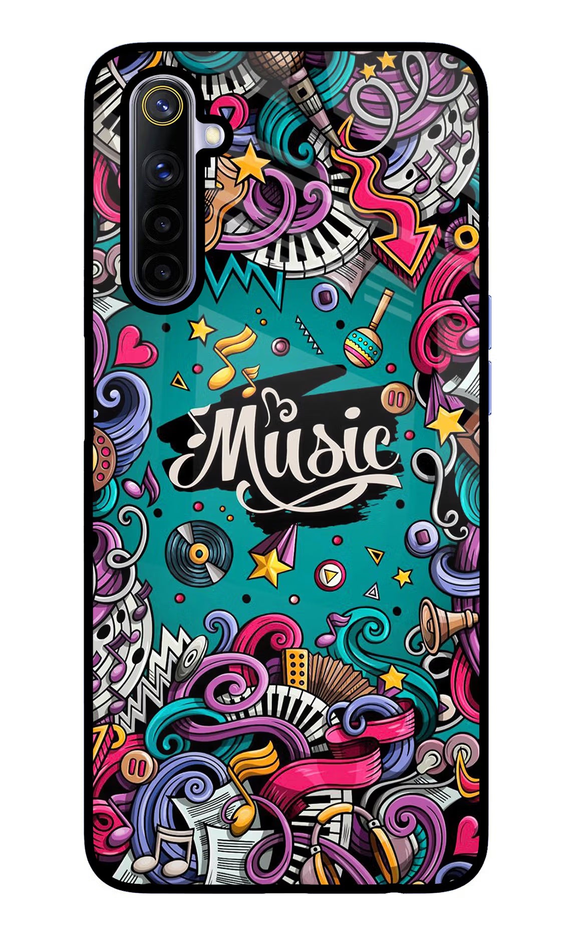 Music Graffiti Realme 6/6i Glass Case Back Cover by Casekaro