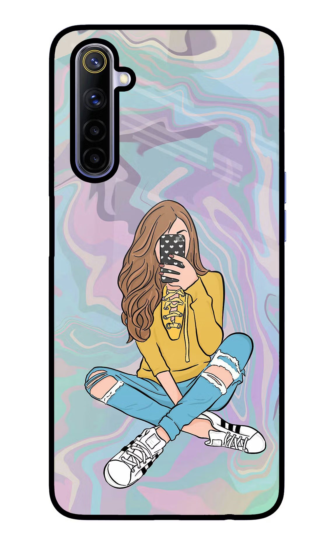 Selfie Girl Realme 6/6i Glass Case Back Cover by Casekaro