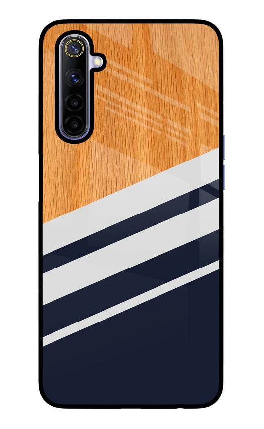 Blue and white wooden Realme 6/6i Glass Case