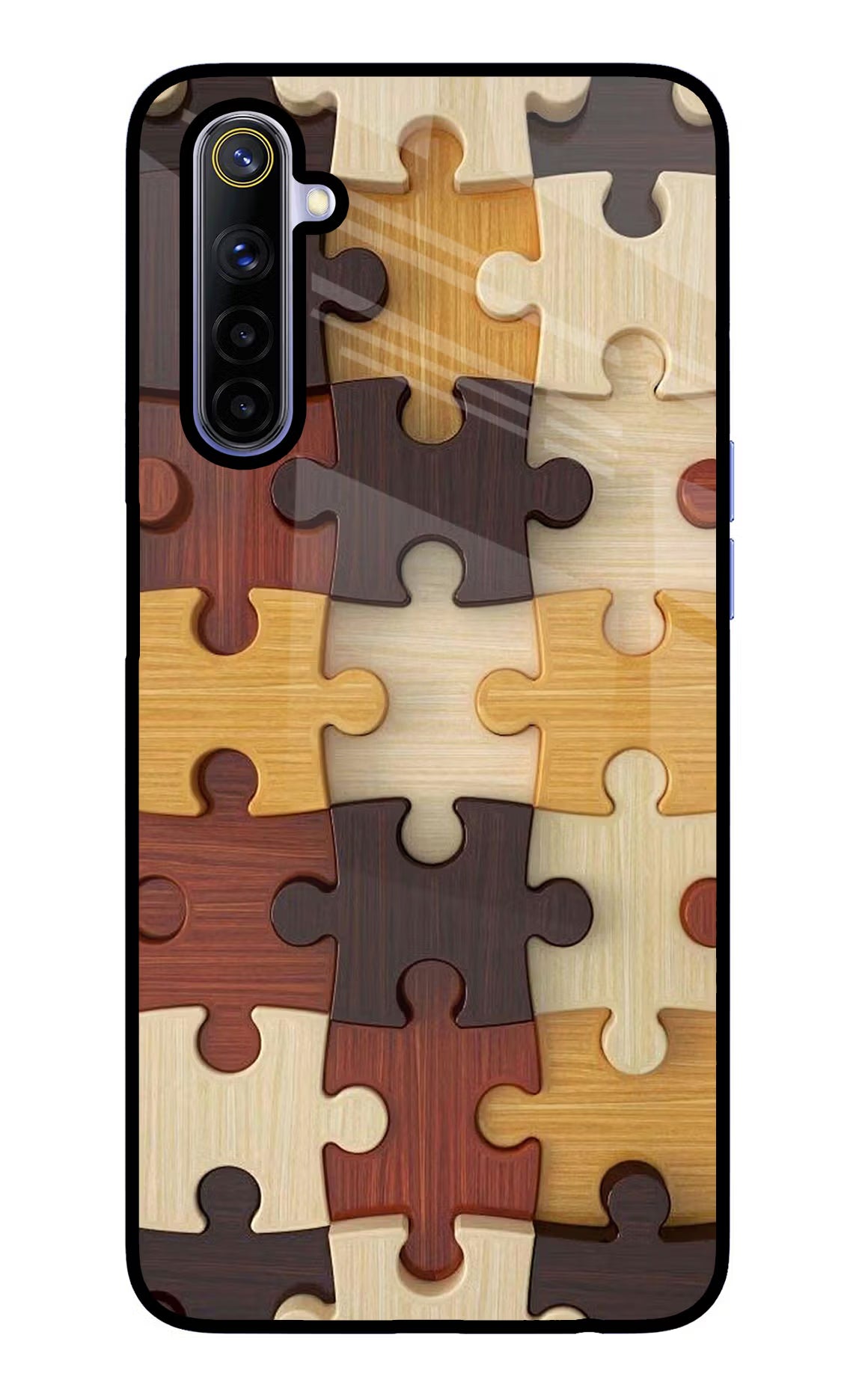 Wooden Puzzle Realme 6/6i Glass Case Back Cover by Casekaro