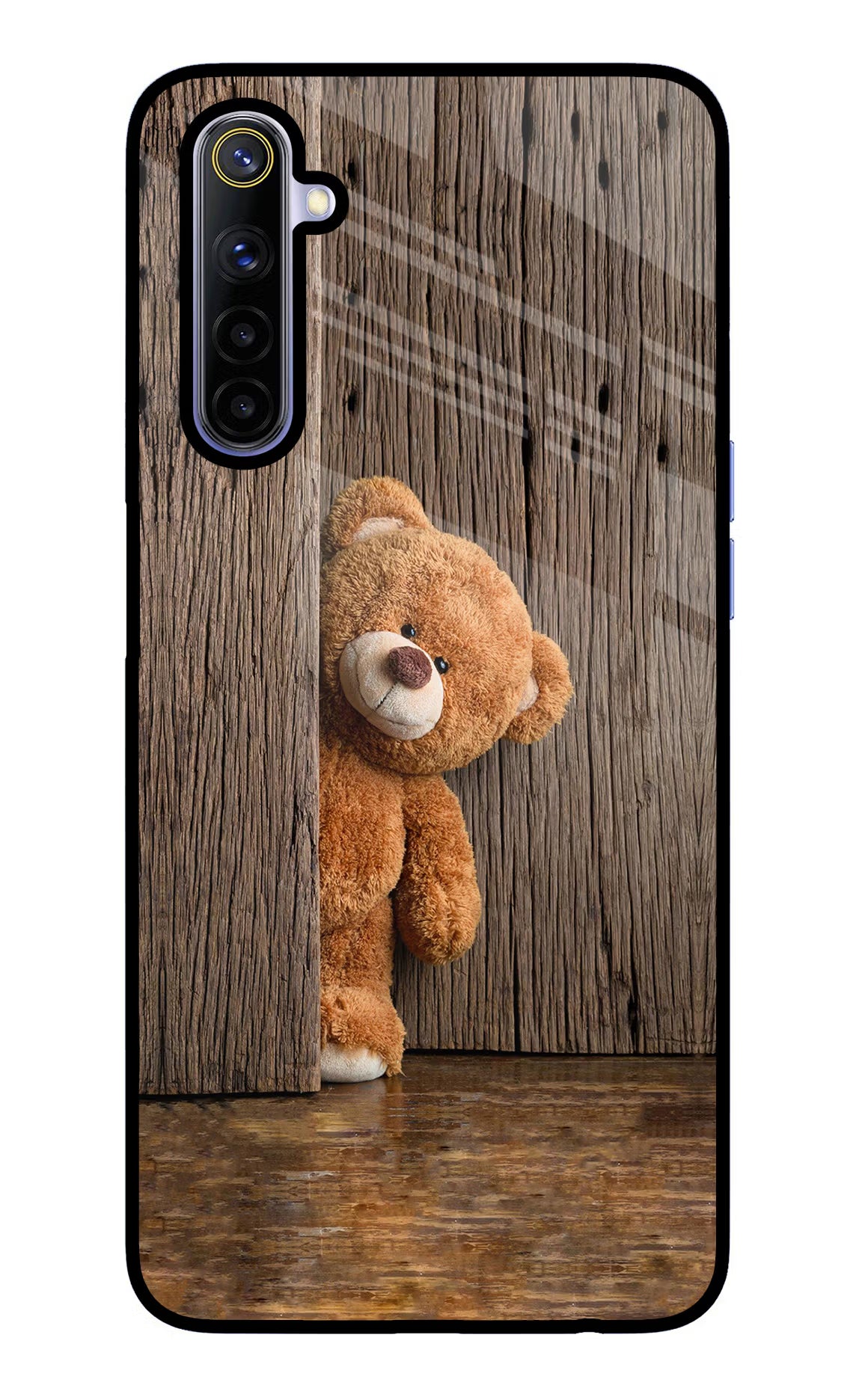 Teddy Wooden Realme 6/6i Glass Case Back Cover by Casekaro