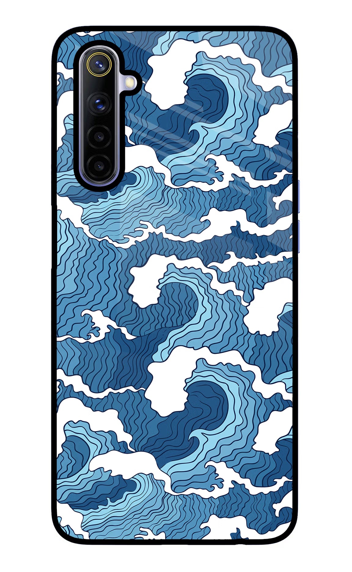 Blue Waves Realme 6/6i Glass Case Back Cover by Casekaro