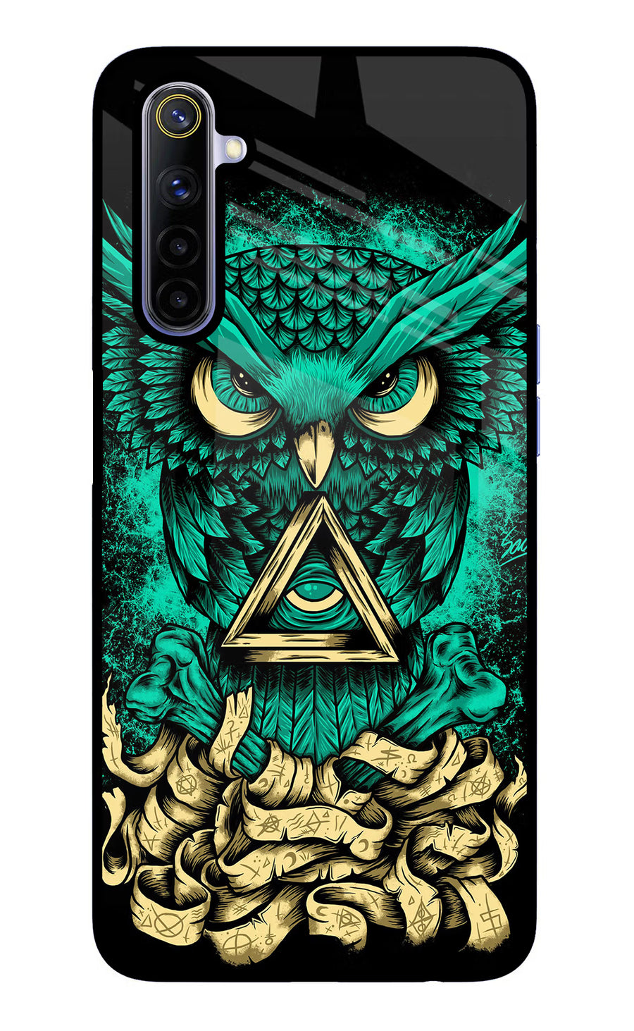 Green Owl Realme 6/6i Back Cover, Glass case