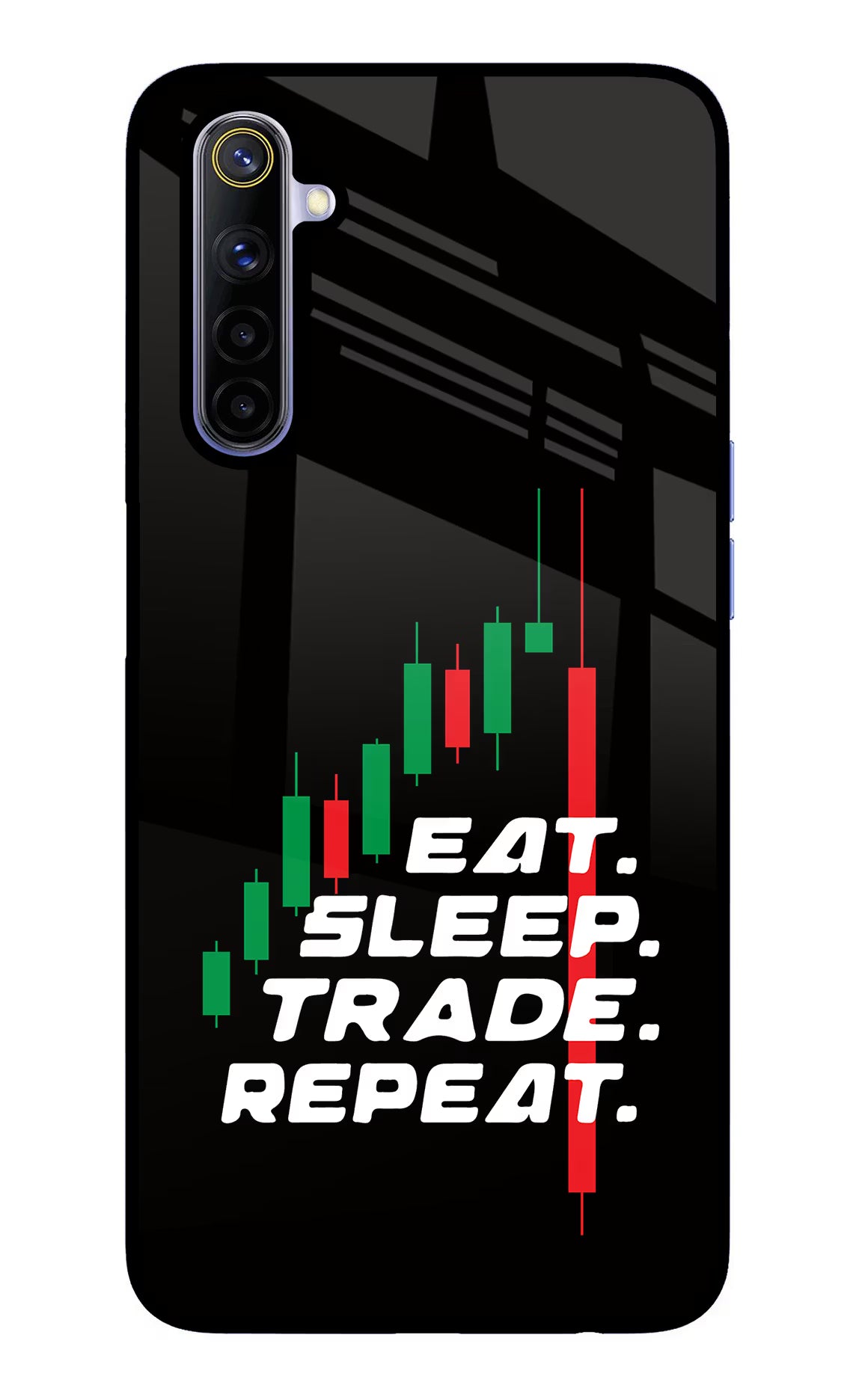 Eat Sleep Trade Repeat Realme 6/6i Glass Case Back Cover by Casekaro