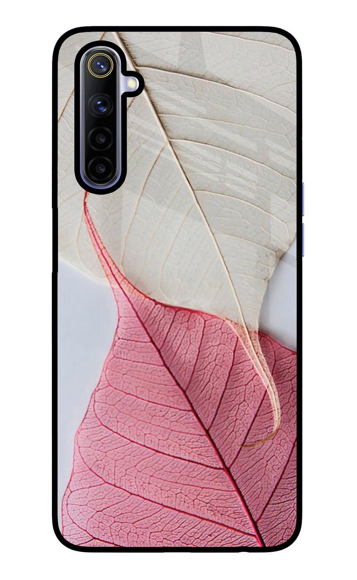 White Pink Leaf Realme 6/6i Glass Case