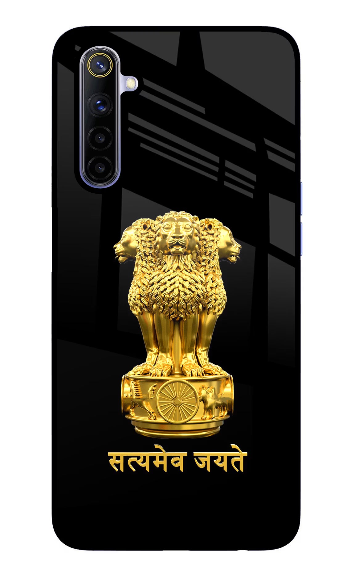 Satyamev Jayate Golden Realme 6/6i Glass Case Back Cover by Casekaro
