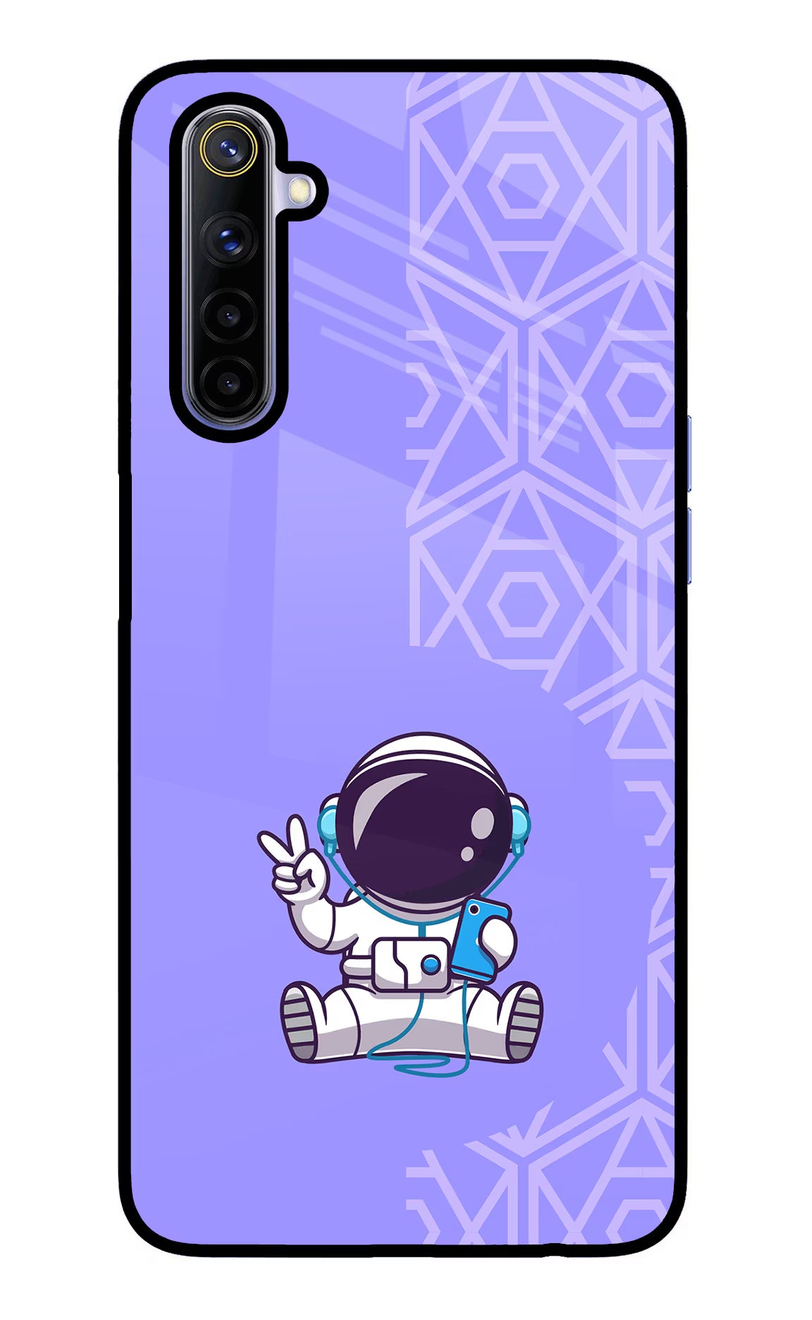 Cute Astronaut Chilling Realme 6/6i Glass Case Back Cover by Casekaro