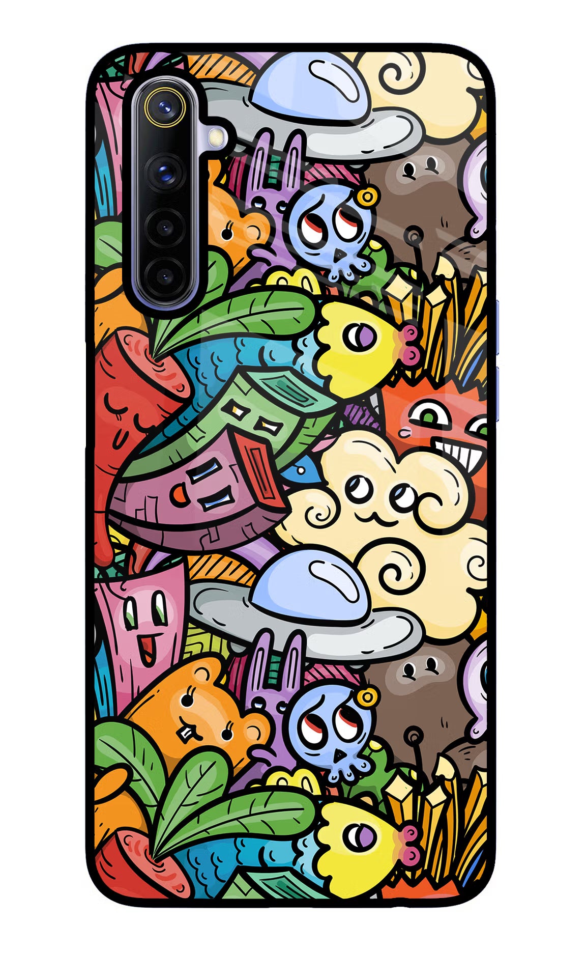 Veggie Doodle Realme 6/6i Glass Case Back Cover by Casekaro