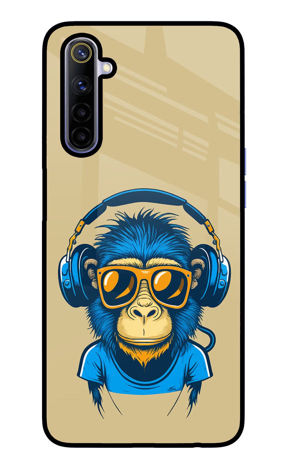 Monkey Headphone Realme 6/6i Glass Case Back Cover by Casekaro
