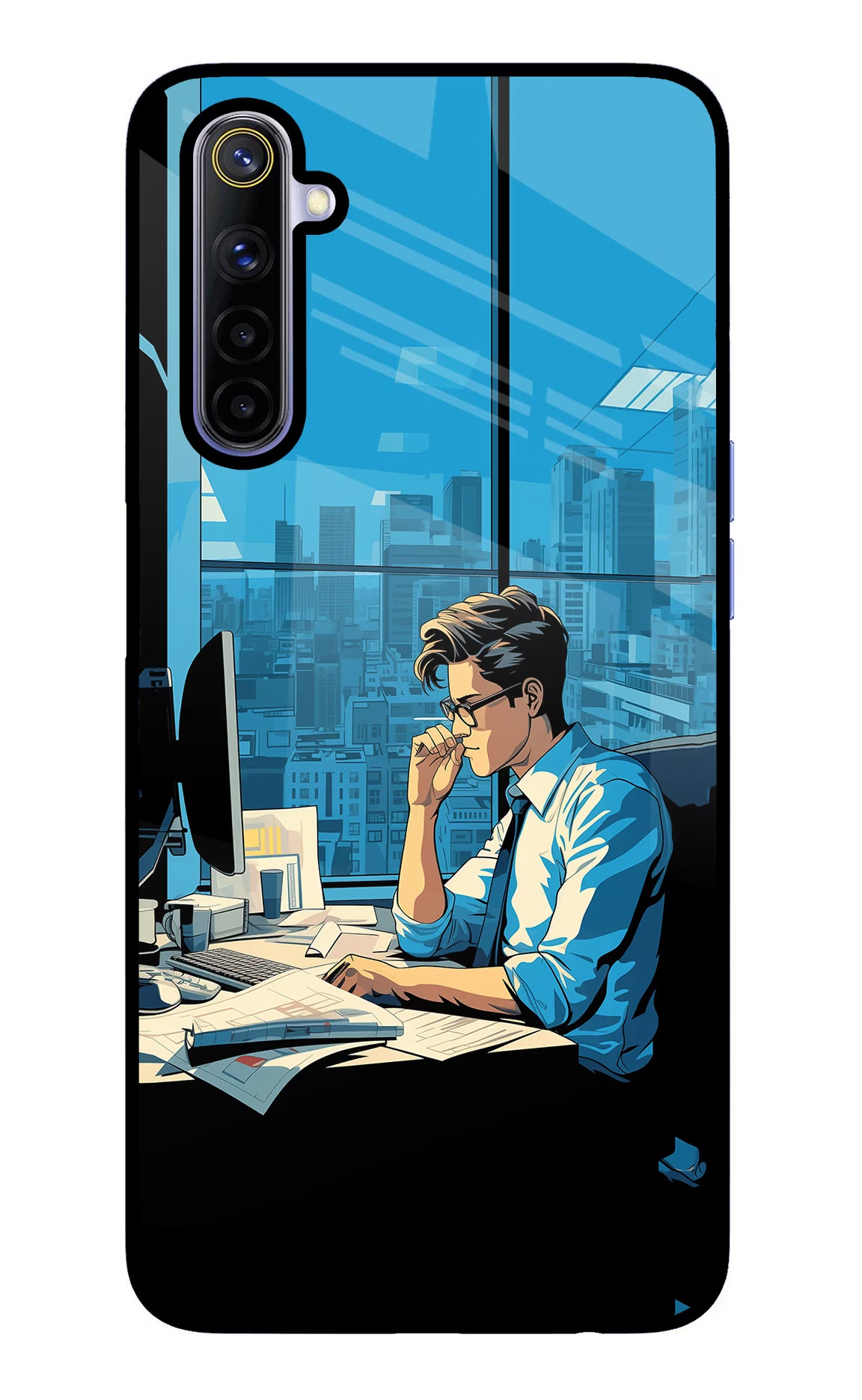 Focused Hustler (AI Generated) Realme 6/6i Glass Case Back Cover by Casekaro