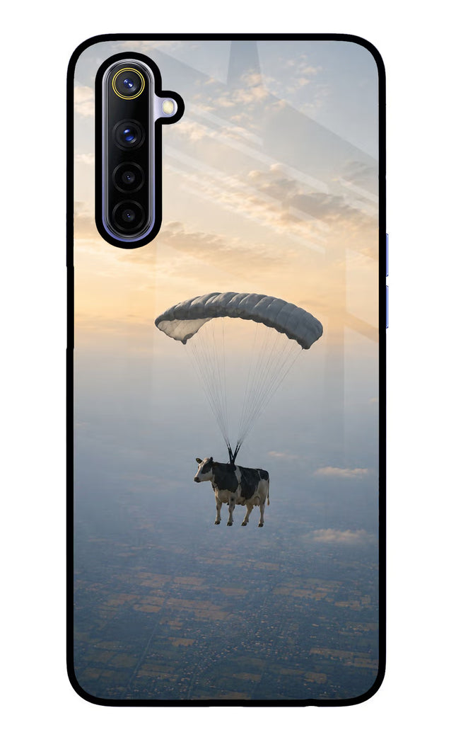 Skydiving Cow Realme 6/6i Glass Case
