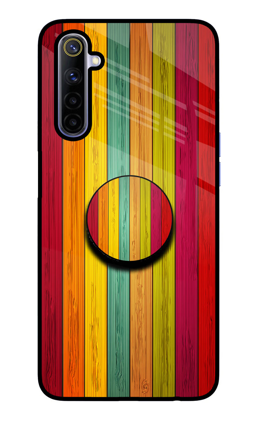Multicolor Wooden Realme 6/6i Pop Case, Glass case