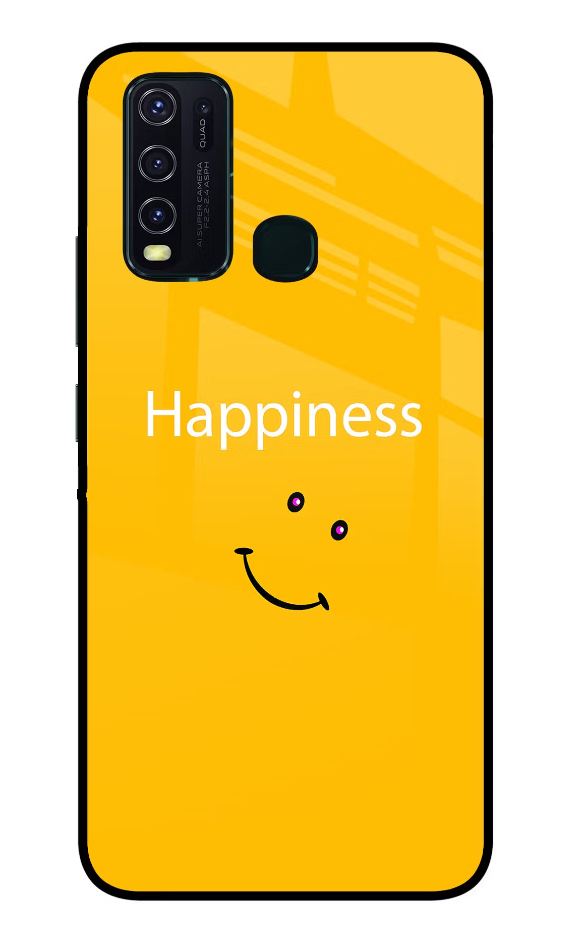 Happiness With Smiley Vivo Y30/Y50 Glass Case Back Cover by Casekaro
