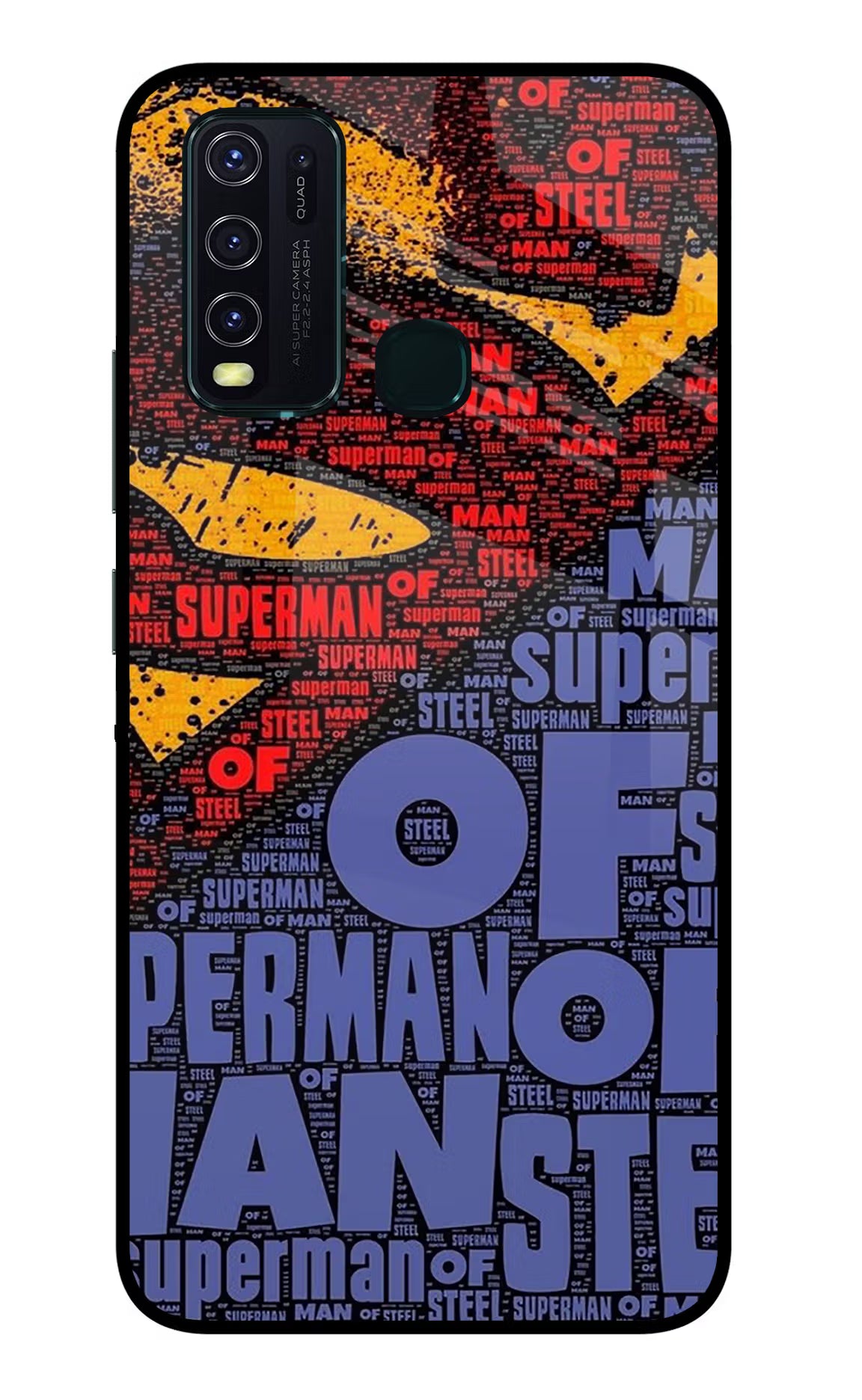Superman Vivo Y30/Y50 Glass Case Back Cover by Casekaro
