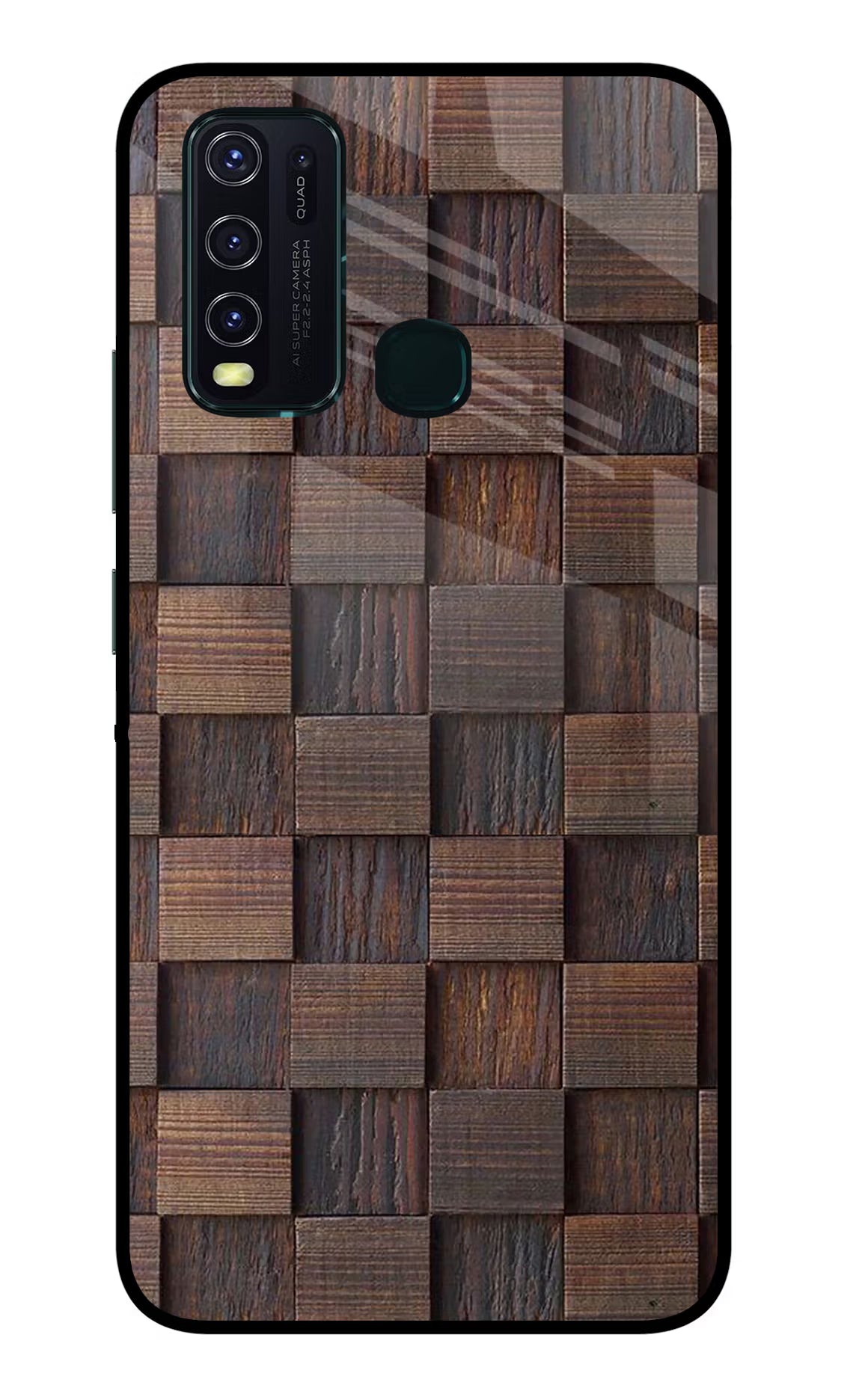 Wooden Cube Design Vivo Y30/Y50 Glass Case Back Cover by Casekaro