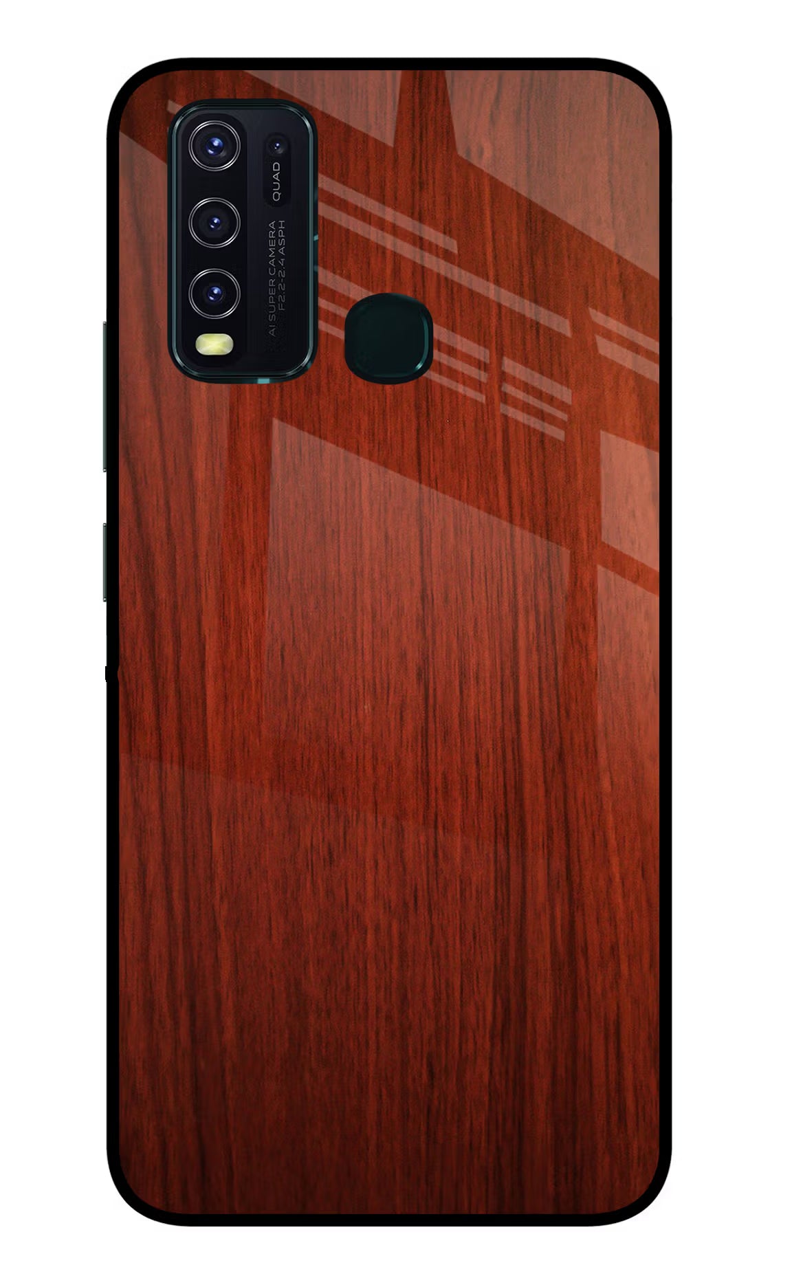 Wooden Plain Pattern Vivo Y30/Y50 Glass Case Back Cover by Casekaro