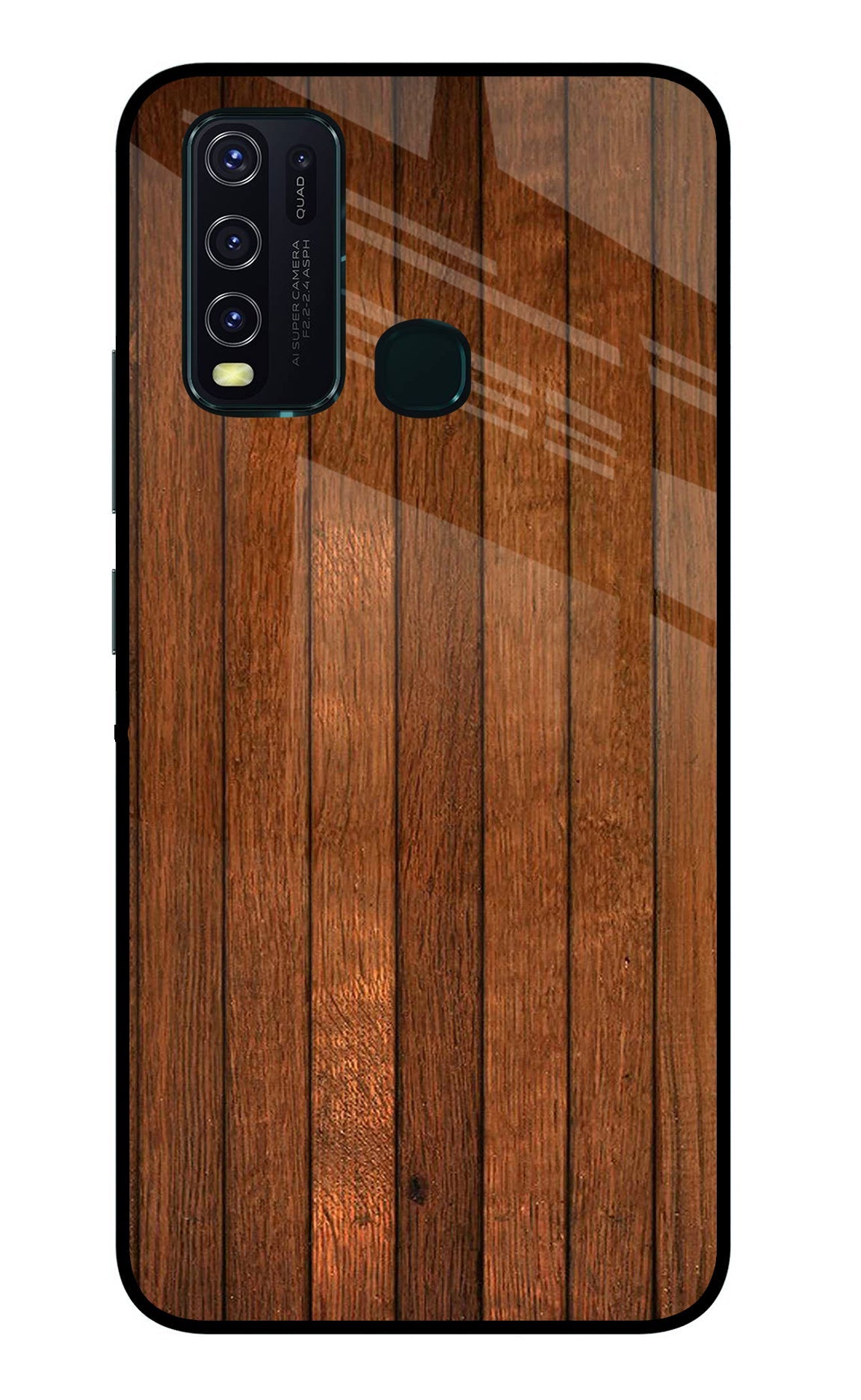 Wooden Artwork Bands Vivo Y30/Y50 Glass Case