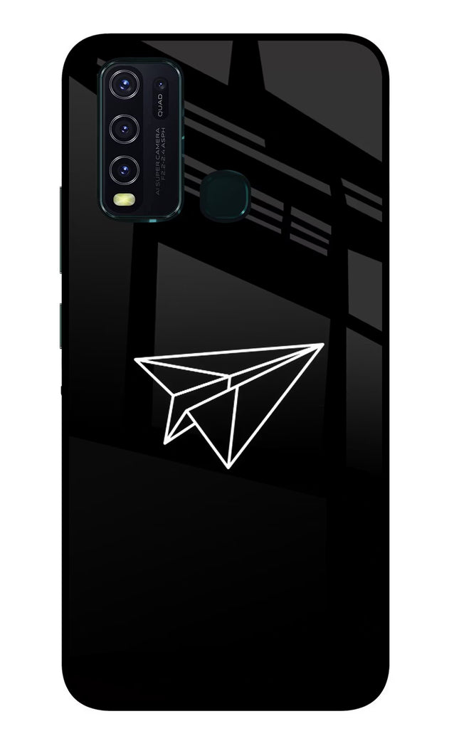 Paper Plane White Vivo Y30/Y50 Glass Case Back Cover by Casekaro